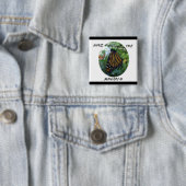 正方形ボタン2インチ、（昆虫）オオカバマダラ、モナークのスタイル#1 缶バッジ (インサイチュ)