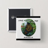 正方形ボタン2インチ、（昆虫）オオカバマダラ、モナークのスタイル#1 缶バッジ (正面&裏面)