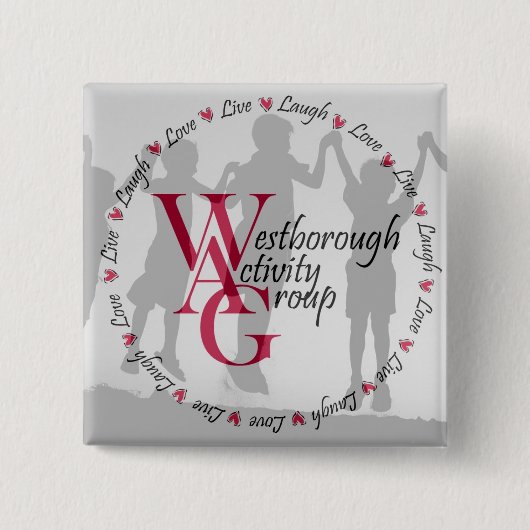 正方形ボタン-円形のロゴ 缶バッジ (正面)