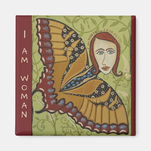 正方形マグネット – I Am Woman Butterfly マグネット (正面)