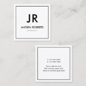 正方形ミニマリスト白黒モノグラムスクエア スクエア名刺 (正面/裏面)