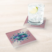 正方形メタリックピンクガラスコースター ガラスコースター (アングル)