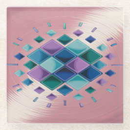 正方形メタリックピンクガラスコースター ガラスコースター