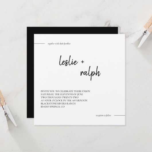 正方形モダン招待状 招待状 (正面/裏面インサイチュ)