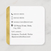 正方形モダン金ゴールドネットワークプロフェッショナルQRコード スクエア名刺 (裏面)