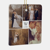 正方形モノグラムシンプルフォトコラージョスクリスマス セラミックオーナメント (右)
