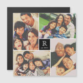 正方形モノグラム4フォトコラージュ磁気カード (正面/裏面)