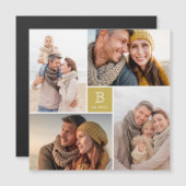 正方形モノグラム4フォトコラージュ磁気カード (正面/裏面)