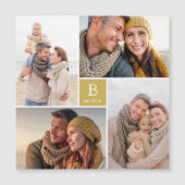 正方形モノグラム4フォトコラージュ磁気カード (正面)