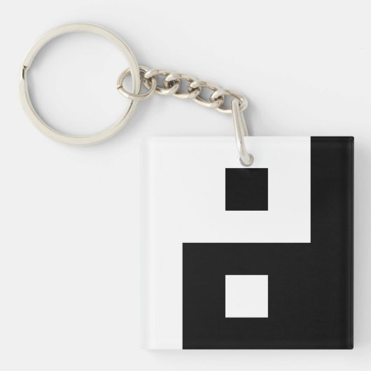 正方形ユニークインと陽平均ピクセルアート キーホルダー (正面)