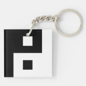 正方形ユニークインと陽平均ピクセルアート キーホルダー (裏面)