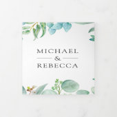正方形ユーカリプタスフレームQRコード結婚ズ 三つ折り招待状 (カバー)