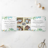 正方形ユーカリプタスフレームQRコード結婚ズ 三つ折り招待状 (内部)