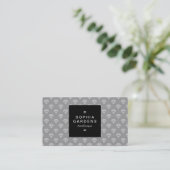 正方形ラベル01a – ダイヤモンド – グレー上の白 名刺 (スタンド正面)