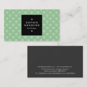 正方形ラベル01a – ダイヤモンド – 色あせた緑の上の白 名刺 (正面/裏面)