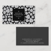 正方形ラベル01a – リーフパターン02 名刺 (正面/裏面)