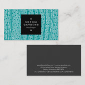 正方形ラベル01a – 線分 – Dp上の白ターコイズ 名刺 (正面/裏面)