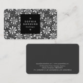 正方形ラベル01a – 花模様140617 – 黒 名刺 (正面/裏面)
