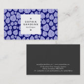 正方形ラベル03a – リーフパターン02 – ブルーシェード 名刺 (正面/裏面)