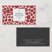 正方形ラベル03a – リーフパターン02 - Ruby Red 名刺 (正面/裏面)