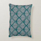 正方形リーフパターンティール(緑がかった色)中立 アクセントクッション (裏面(縦))