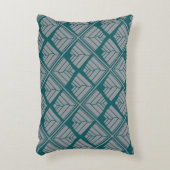 正方形リーフパターンティール(緑がかった色)中立 アクセントクッション (正面(垂直))