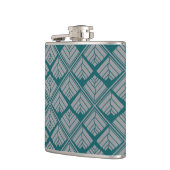 正方形リーフパターンティール(緑がかった色)中立 フラスク (左)