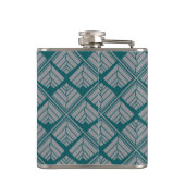 正方形リーフパターンティール(緑がかった色)中立 フラスク (裏面)