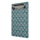 正方形リーフパターンティール(緑がかった色)中立 ミニクリップボード (アングル2)