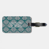 正方形リーフパターンティール(緑がかった色)中立 ラゲッジタグ (裏面横)