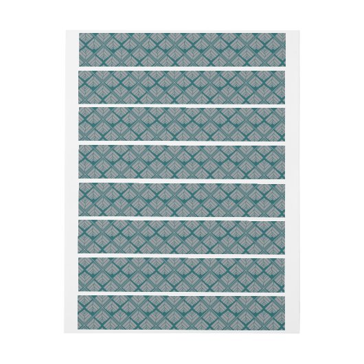 正方形リーフパターンティール(緑がかった色)中立 ラップアラウンド宛名ラベル (シート)