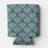 正方形リーフパターンティール(緑がかった色)中立 缶クーラー (裏面)