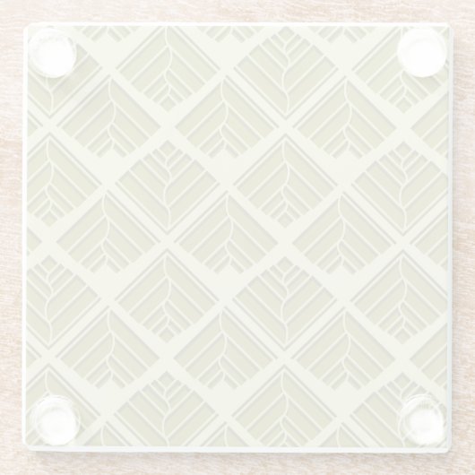 正方形リーフパターン金ゴールドライムライト ガラスコースター (裏面)