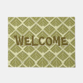 正方形リーフパターン金ゴールドライムライト ドアマット (正面)