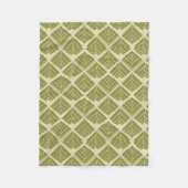 正方形リーフパターン金ゴールドライムライト フリースブランケット (正面)