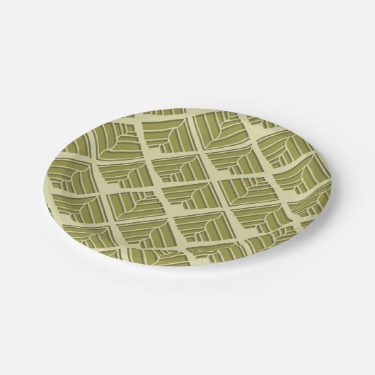 正方形リーフパターン金ゴールドライムライト ペーパープレート (アングル)