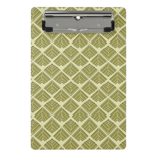 正方形リーフパターン金ゴールドライムライト ミニクリップボード (正面)