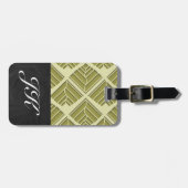 正方形リーフパターン金ゴールドライムライト ラゲッジタグ (正面横)