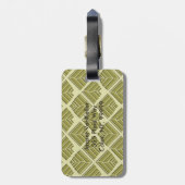 正方形リーフパターン金ゴールドライムライト ラゲッジタグ (裏面縦)
