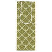 正方形リーフパターン金ゴールドライムライト ワインギフトバッグ (正面)