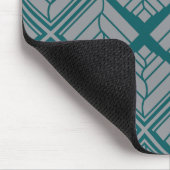 正方形リーフリピートティール(緑がかった色)グレー マウスパッド (コーナー)