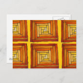 正方形レトロアートデコブラウン模様 ポストカード (正面/裏面)