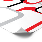 正方形レトロパターンブラックグレーレッドホワイト ポスター (角)