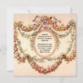 正方形ヴィンテージフランスの水彩バラフローラつる植物 招待状 (裏面)