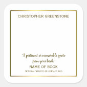 正方形作家署名金ゴールド蔵書票 スクエアシール (正面)