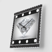 正方形壁時計/ひし形と水玉模様 スクエア壁時計 (傾斜)