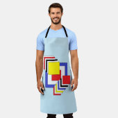 正方形抽象芸術 エプロン (着用した状態)