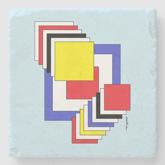 正方形抽象芸術 ストーンコースター (正面)