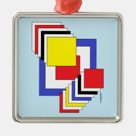 正方形抽象芸術 メタルオーナメント