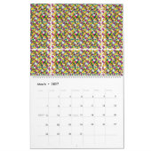 正方形数々のとドットのある色の背景 カレンダー (3月 2027)